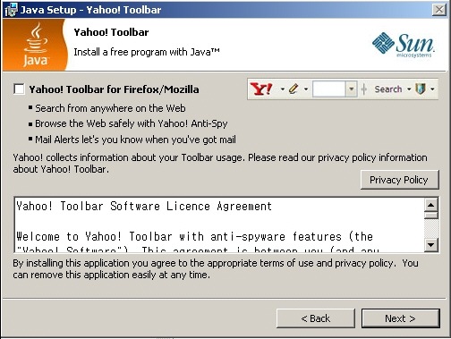 JDK Yahoo Toolbar